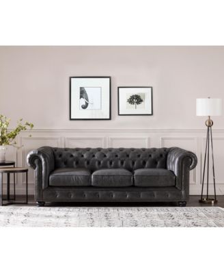 Alexandon Leather Chesterfield Tufted Sofa with Roll Arm