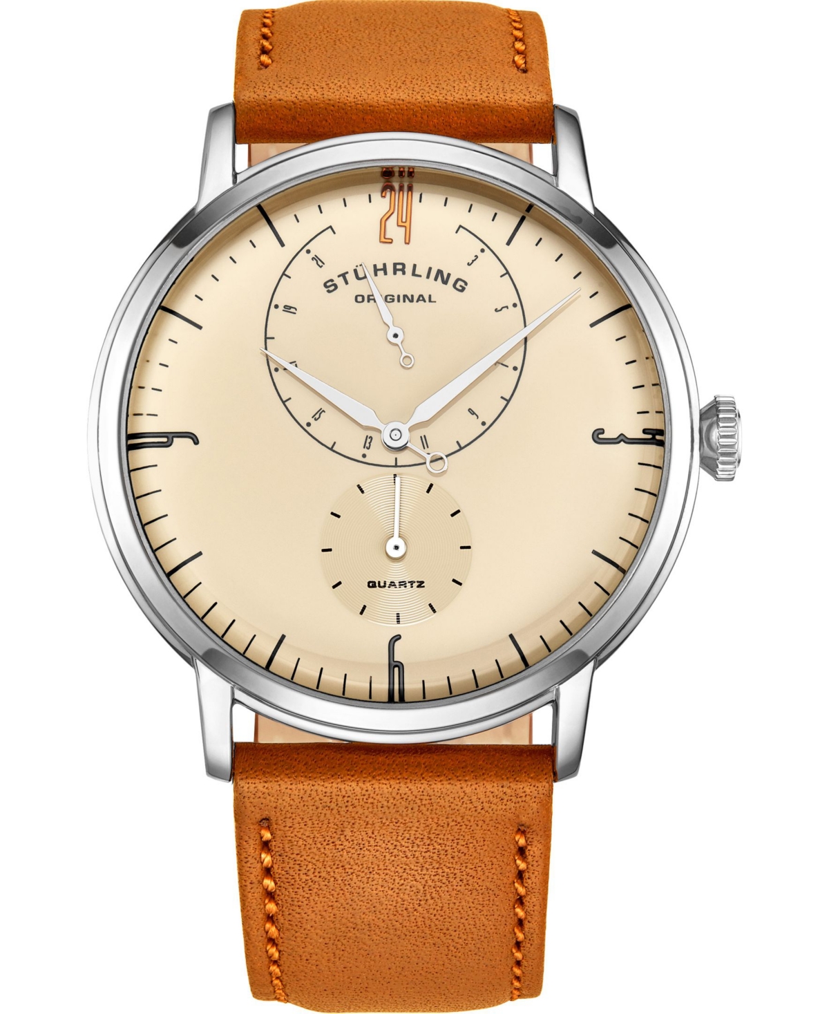 Men's Ivory Genuine Leather Strap Watch 42mm - White
