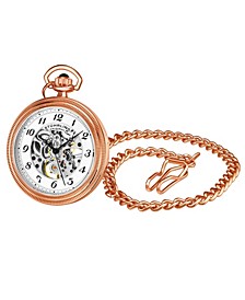 Men's Rose Gold Stainless Steel Chain Pocket Watch 48mm