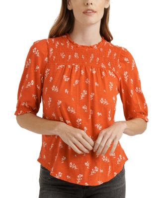 puff sleeve printed top