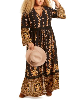 Band of Gypsies - Trendy Plus Size Printed Maxi Dress