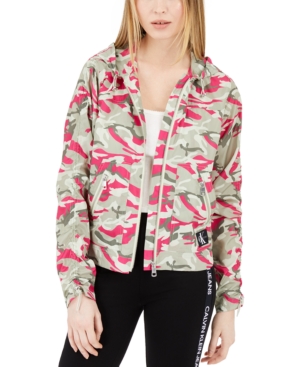 image of Calvin Klein Jeans Camo Print Rain Jacket