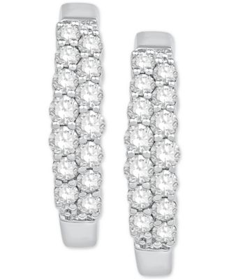 Diamond Two-Row Hoop Earrings in 14k White Gold (1/2 ct. t.w.)
