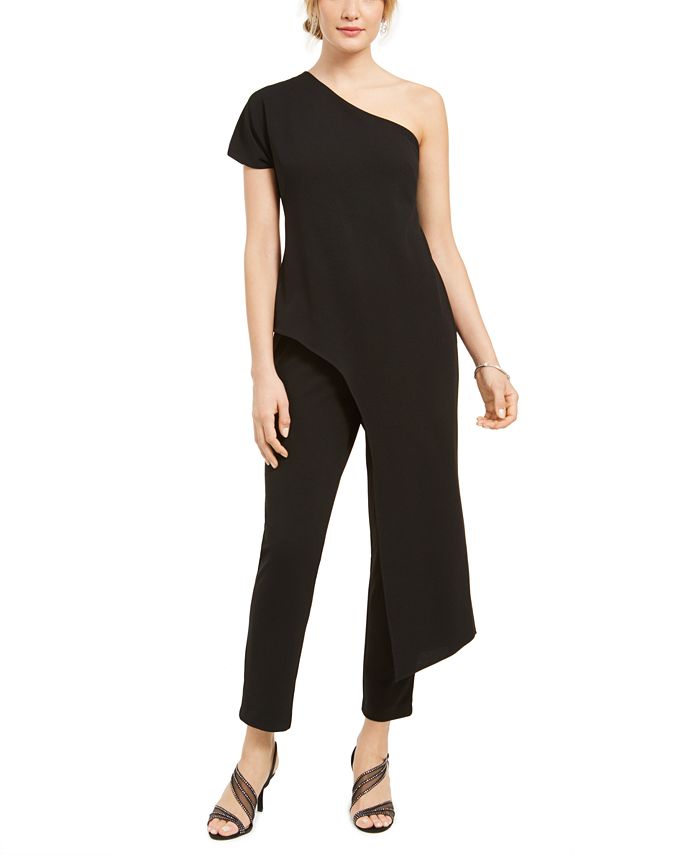 Adrianna Papell One-Shoulder Asymmetrical Jumpsuit - Macy's