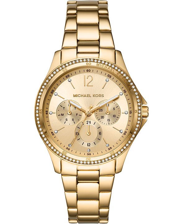 Michael Kors Women's Riley Gold-Tone Stainless Steel Bracelet Watch ...