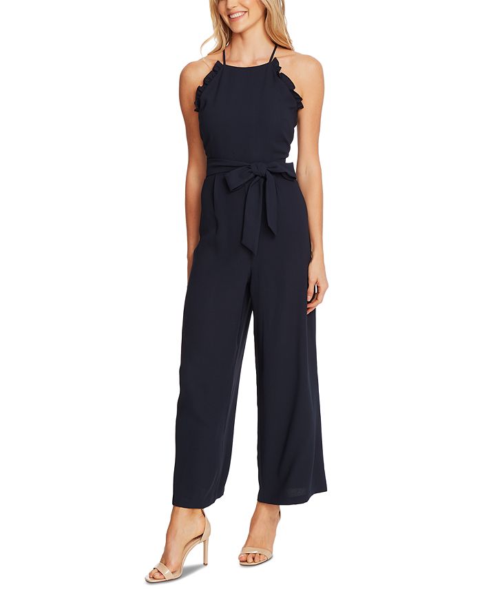 CeCe Ruffled Belted Jumpsuit - Macy's