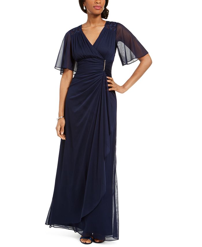 Betsy & Adam Petite Embellished Ruffled Gown - Macy's