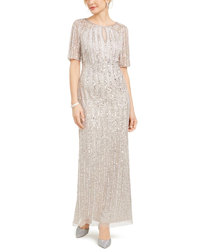 Adrianna Papell Beaded Fringe Gown - Macy's