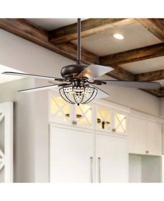 Joanna 52" 3-Light Bronze Crystal Led Ceiling Fan with Remote