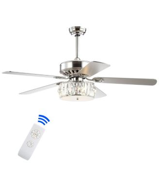 Mandy 52" 3-Light Crystal Prism Drum Led Ceiling Fan with Remote