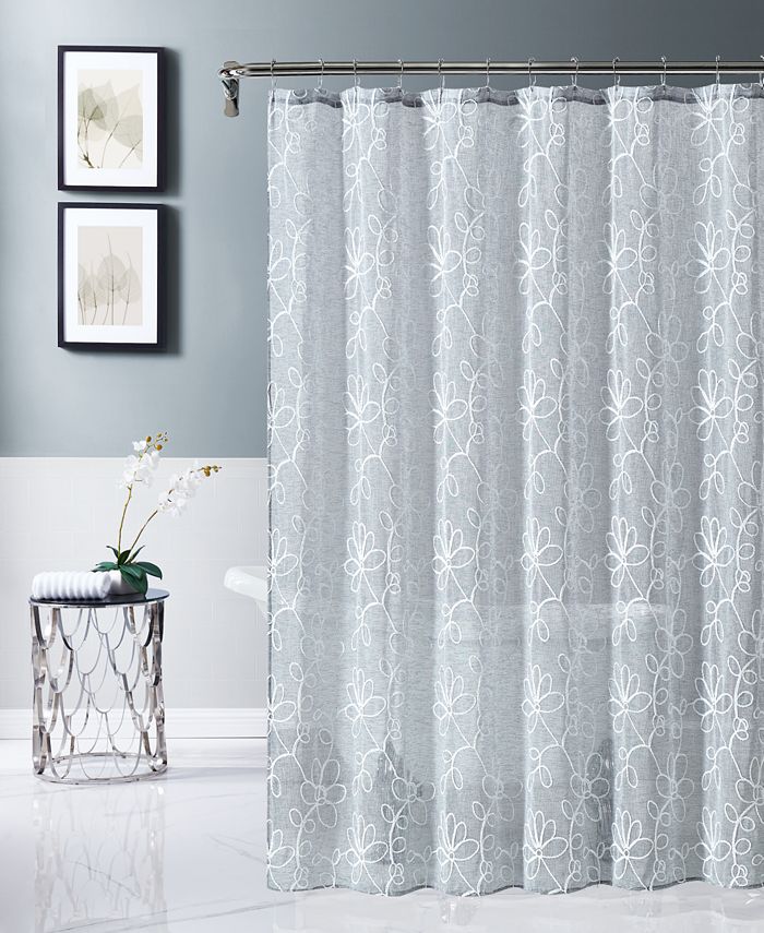 Dainty Home Rita 70" x 72" Chenille Embroidered Shower Curtain