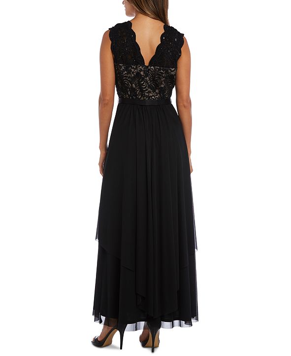 r&m richards sequined lace chiffon gown