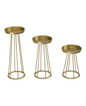 Stratton Home Decor Metal Soho Candlestick, Set Of 3 In Yellow
