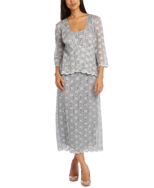 R & M Richards Sequined Lace Sheath Dress and Jacket