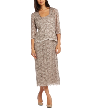 R & M Richards Sequined Lace Sheath Dress and Jacket