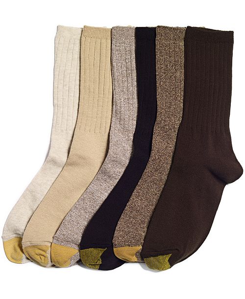 alfani Gold Toe Women's 6-Pack Casual Ribbed Crew Socks Women's Fashion Shoes & Accessories