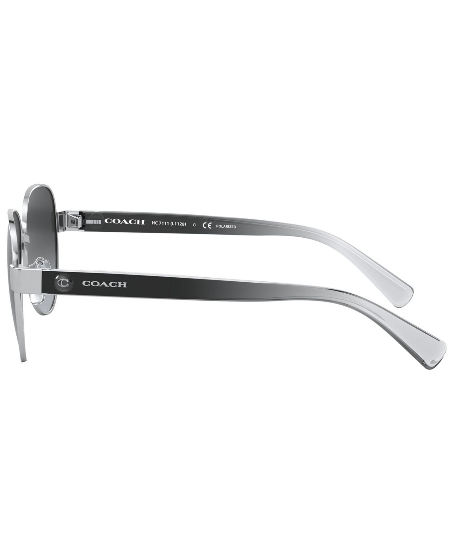 Женские солнцезащитные очки COACH Polarized Sunglasses, HC7111, цвет: Блестящий серебряный / Серый градиентный — фото 6