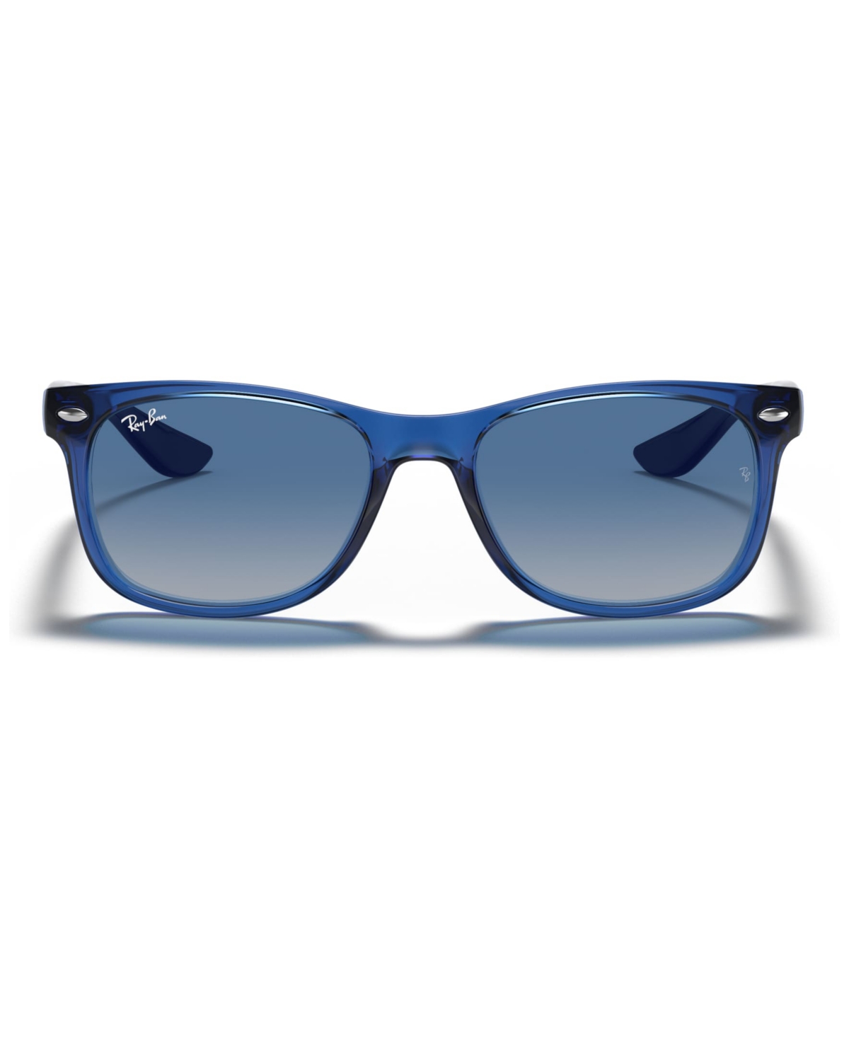 Ray-ban Jr . Kids Sunglasses, Rj9052s New Wayfarer (ages 11-13) In Transparent Blue,grey Gradient Dark Blue