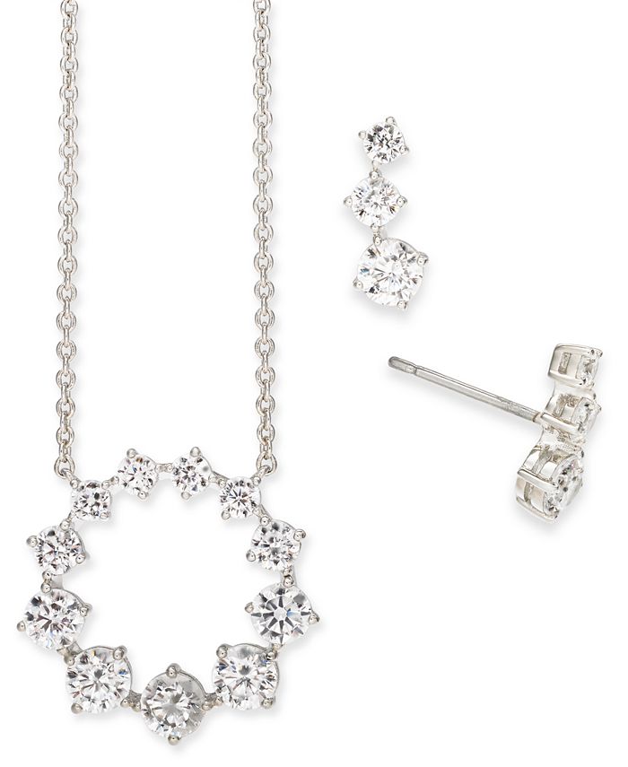Eliot Danori SilverTone Crystal Circle Pendant Necklace & Drop