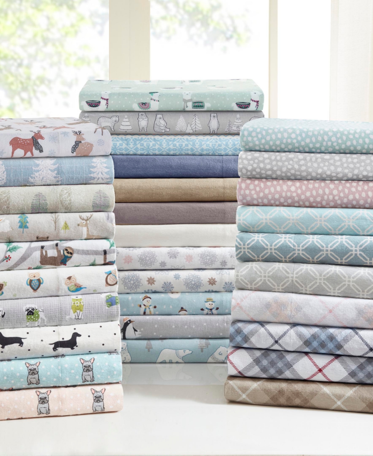 Madison Park Novelty Printed Cotton Flannel -Pc. Sheet Set