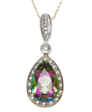 image of Mystic Topaz (3-1/3 ct. t.w.) and Diamond Accent Pendant Necklace in 14k Gold and 14k White Gold