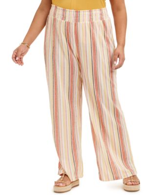 plus size striped wide leg pants