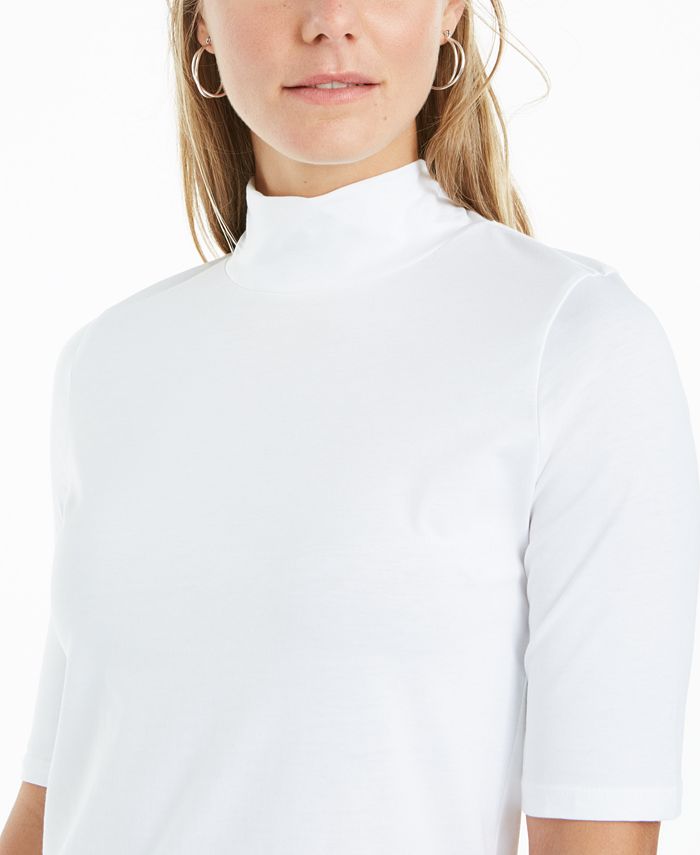 Charter Club Supima® Cotton Mock-Neck Top, Created for Macy's - Macy's