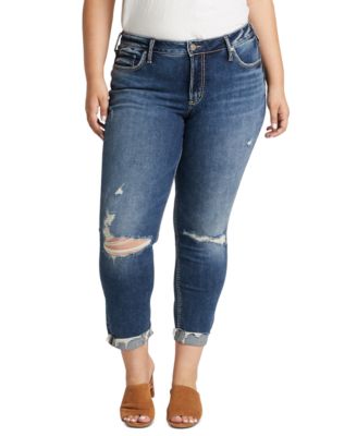 Silver Jeans Co. - Trendy Plus Size Ripped Boyfriend Jeans