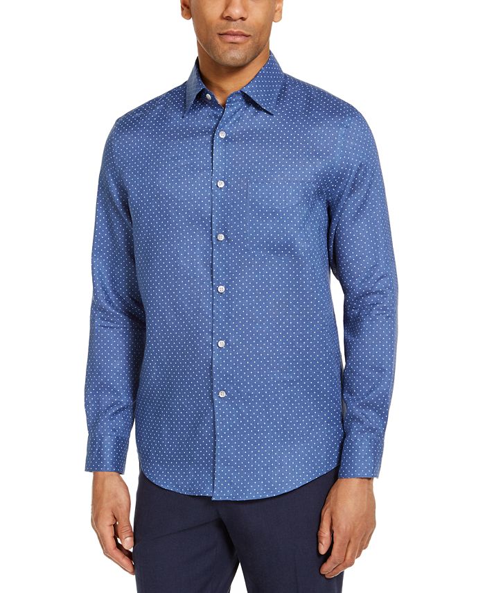 Tasso Elba Men's Distressed Dot Print Linen Woven Shirt, Created for ...