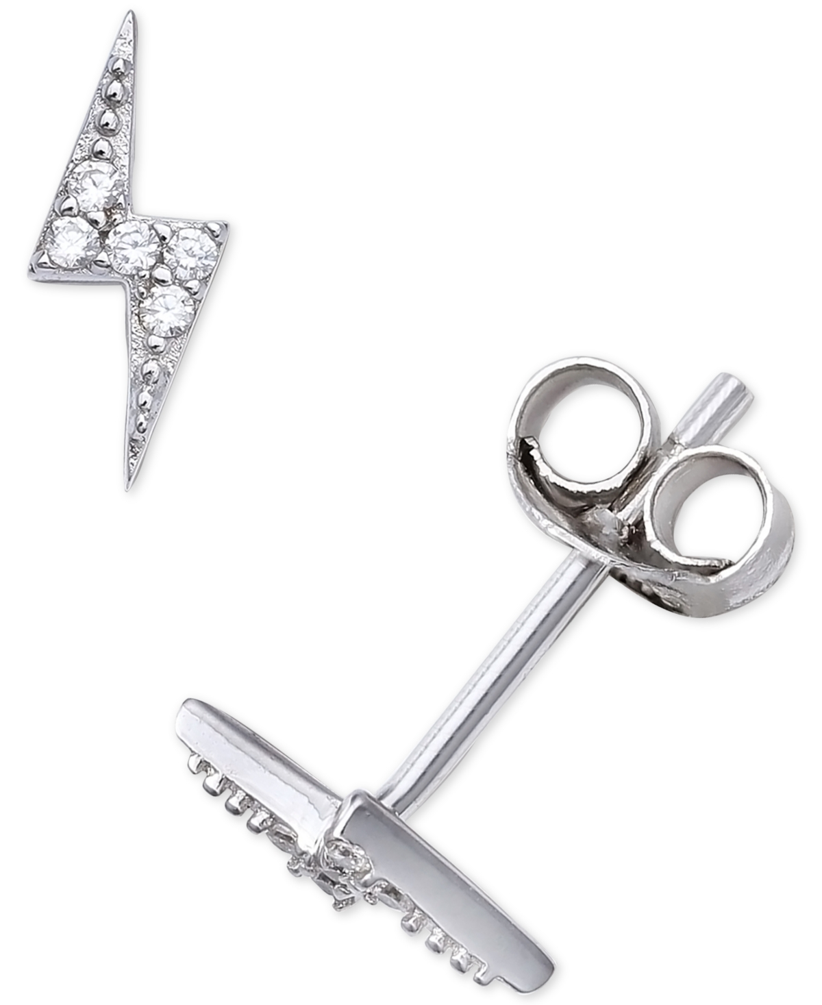 Cubic Zirconia Lightning Bolt Stud Earrings in Sterling Silver, Created for Macy's - Sterling Silver