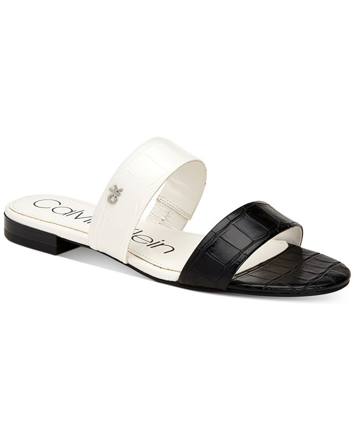 Calvin Klein Women's Elliana Double-Band Flat Sandals & Reviews - Sandals -  Shoes - Macy's
