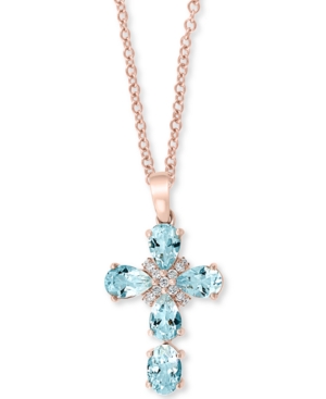 image of Effy Aquamarine (2 ct. t.w.) & Diamond (1/10 ct. t.w.) 18