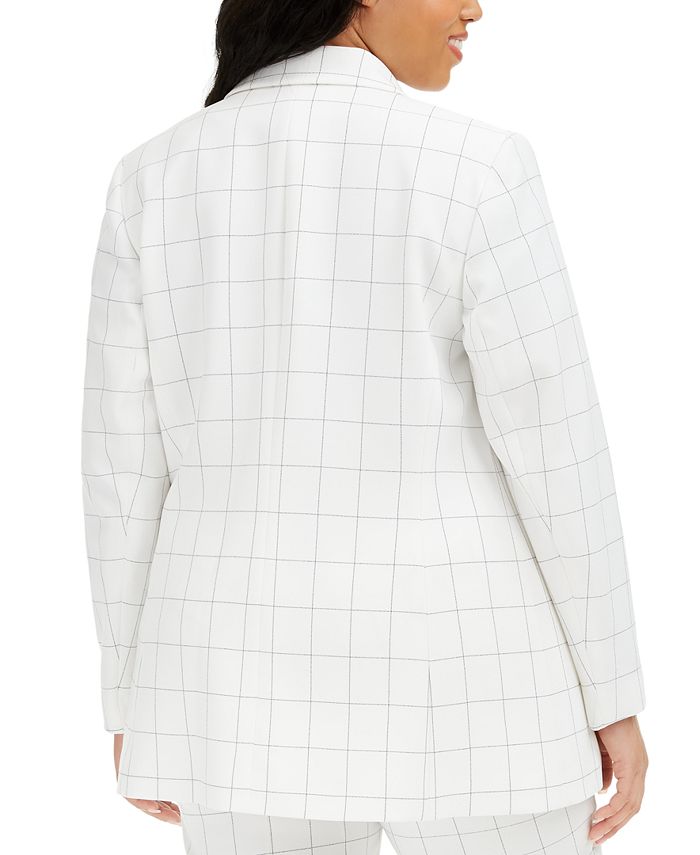 Women's Windowpane Faux-Double-Breasted Jacket