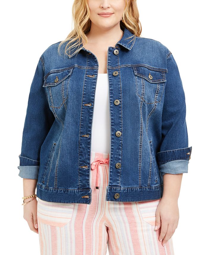 Style & Co Plus Size Denim Trucker Jacket, Created for Macy's & Reviews ...