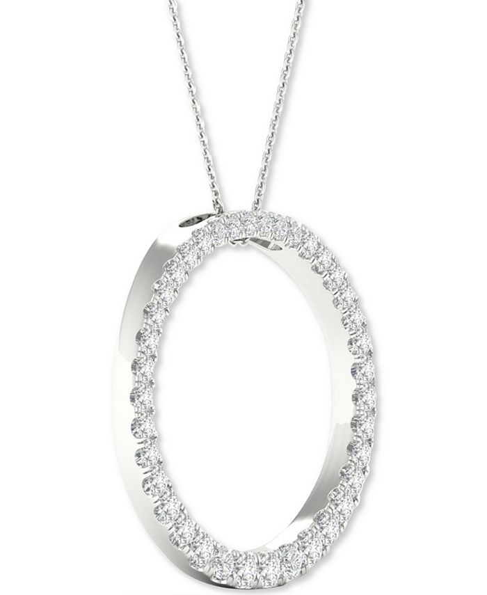 Forever Grown Diamonds Lab-Created Diamond Circle Pendant Necklace (1/2 ...