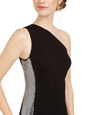 Vince Camuto Petite Sequined One-Shoulder Gown Macy's