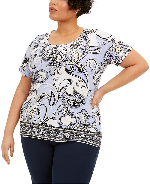 Jm Collection Plus Size Paisley Print Jacquard Top Created For