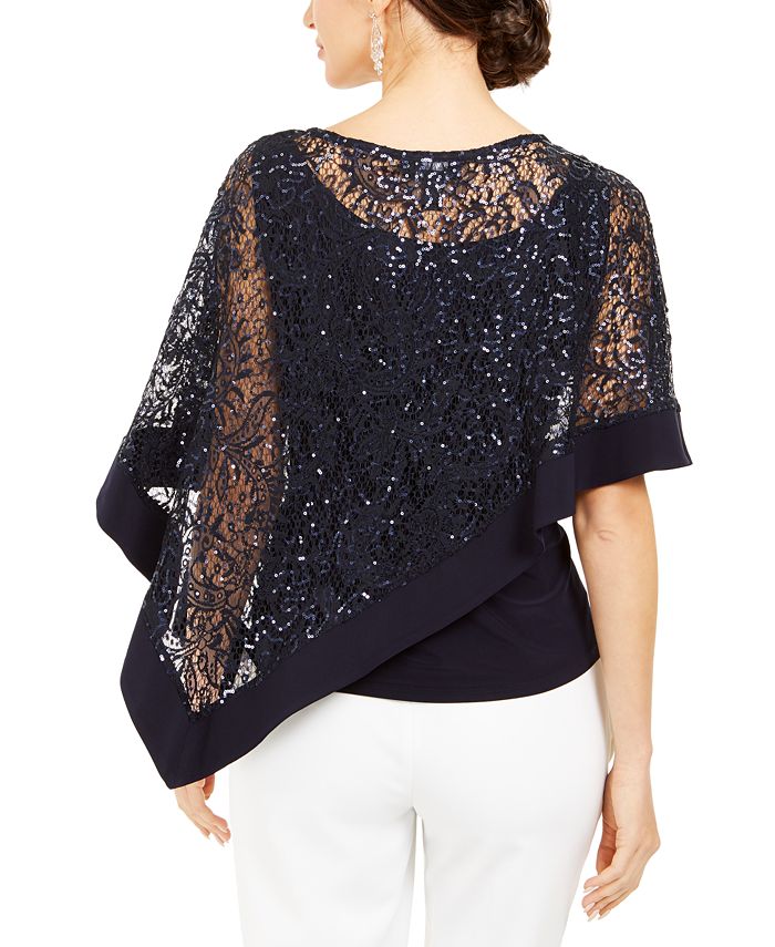 R & M Richards Sequinned-Overlay Top & Reviews - Tops - Women - Macy's