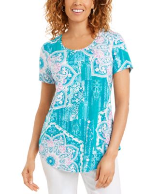 JM Collection Medallion-Print Top, Created for Macy's - Macy's