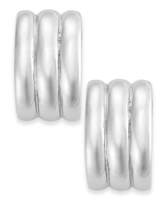 Lauren Ralph Lauren - Silver-Tone Medium Ribbed Clip-On Earrings