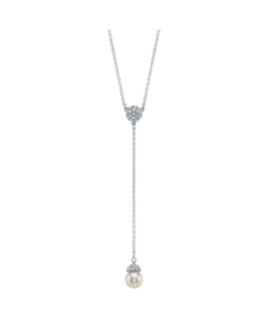 image of David Tutera Fine Silver Plated Swarovski Crystal and Swarovski Pearl Y-Shape Necklace by David Tutera Everyday Celebrations