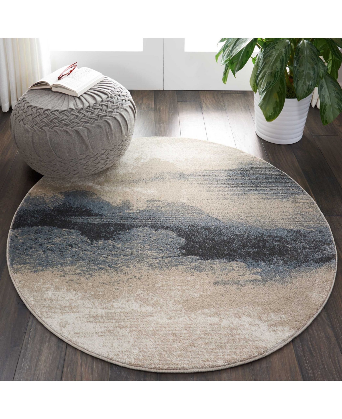 Long Street Looms Samuel SAM06 Driftwood 3'10" Round Area Rug