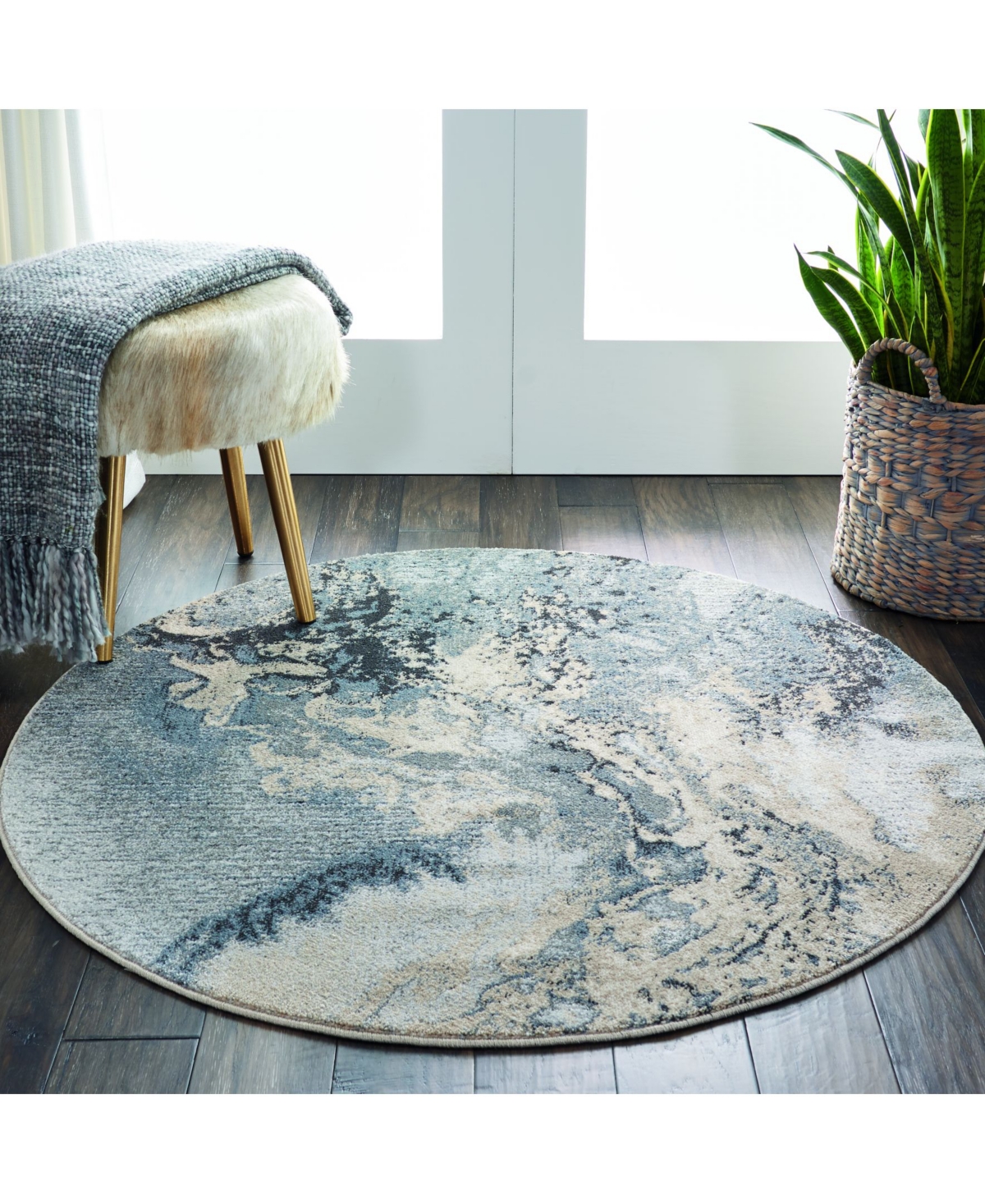 Long Street Looms Samuel SAM08 Gray 5'3" Round Area Rug