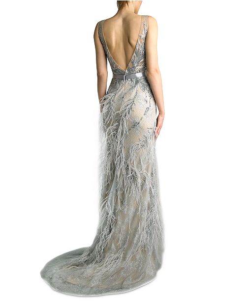 basix black label feather gown