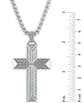 Cross Pendant Necklace in Gray Carbon Fiber and Stainless Steel, Created for Macy's