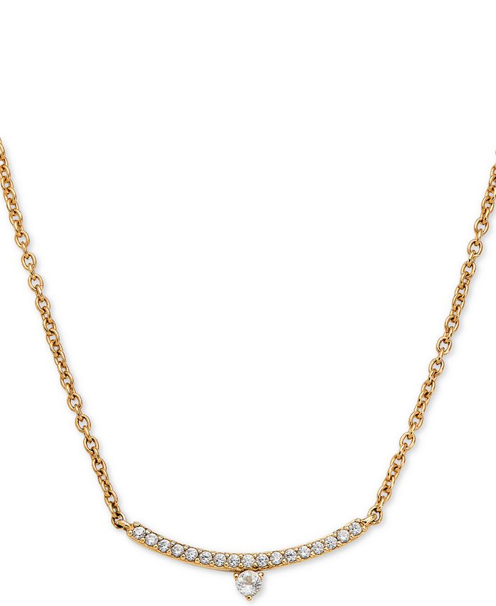 AVA NADRI - 18k Gold-Plated Cubic Zirconia Curved Bar Pendant Necklace, 16" + 1" extender