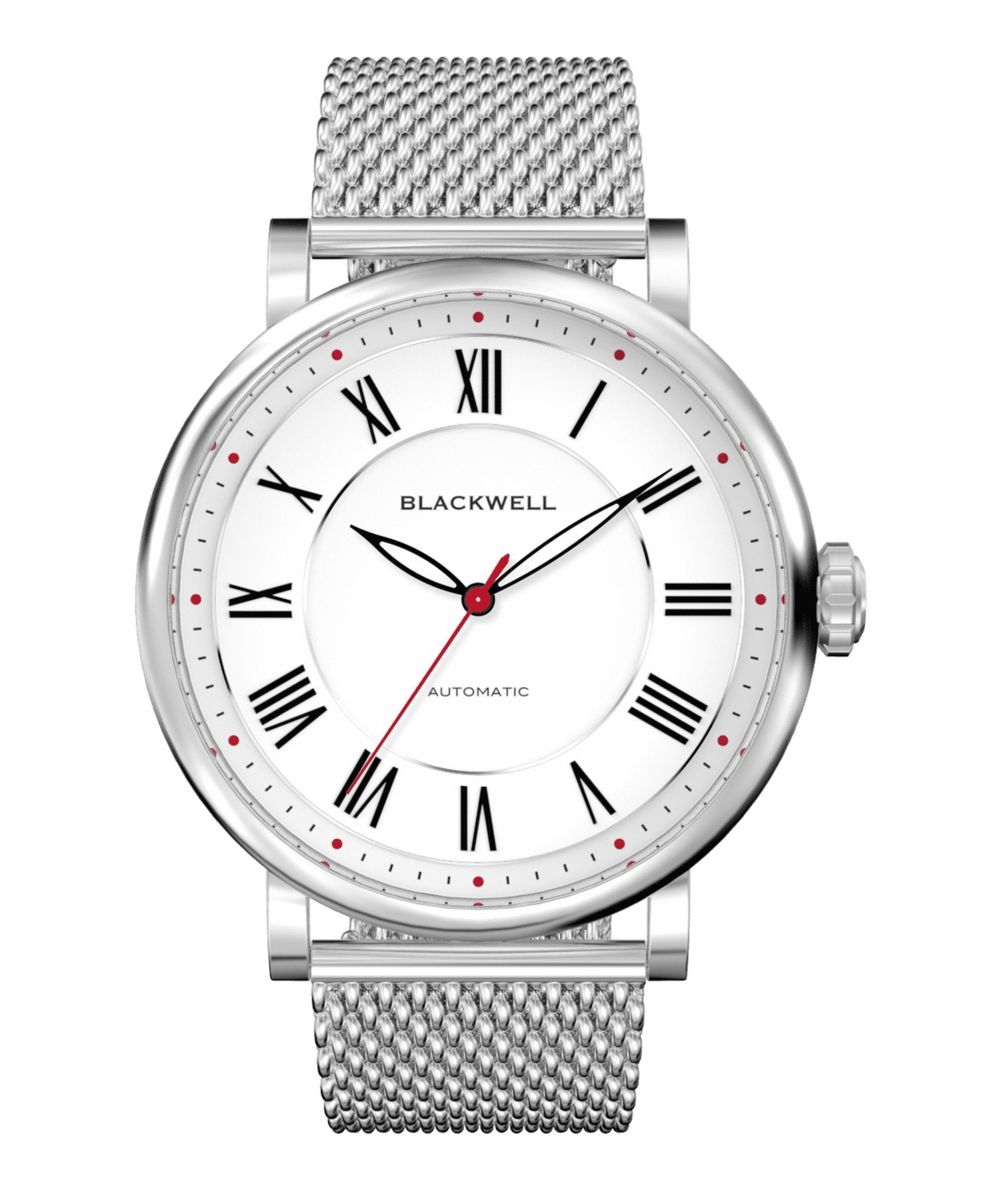 White Dial with Silver Tone Steel and Silver Tone Steel Mesh Watch 44 mm - Silver