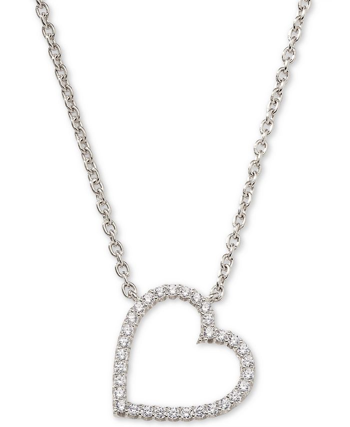 AVA NADRI - 18k Gold-Plated Cubic Zirconia Heart Pendant Necklace, 16" + 1"