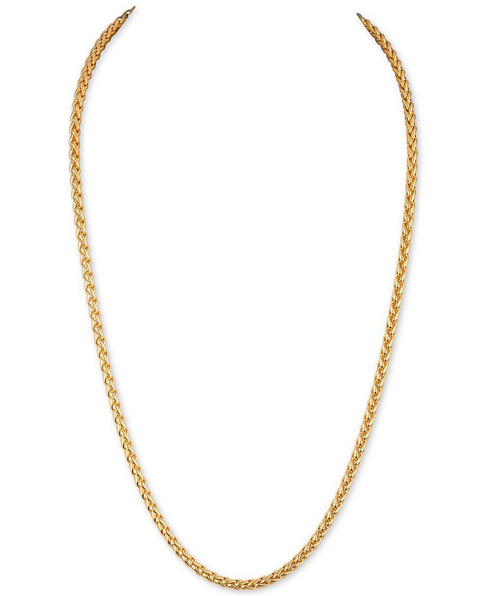 Esquire Men's Jewelry 22 Wheat Chain Link Necklace in 14K Gold-Plated Sterling Silver, Created for Macy's - Gold