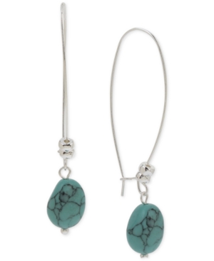 image of Robert Lee Morris Soho Silver-Tone Stone Linear Drop Earrings